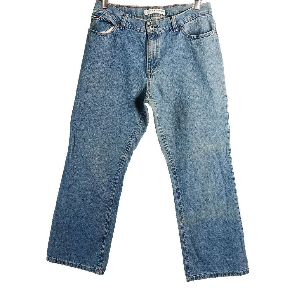 Tommy Hilfiger Jeans Womens Size 10 Mid Rise Light Wash Wide Leg Flawed Vintage